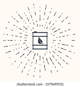 Grey Bio fuel barrel line icon isolated on beige background. Eco bio and canister. Green environment and recycle. Abstract circle random dots. Vector Illustration