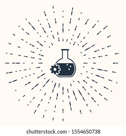 Grey Bioengineering icon isolated on beige background. Element of genetics and bioengineering icon. Biology, molecule, chemical icon. Abstract circle random dots. Vector Illustration