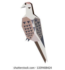 grey bird flat illustration isolated on white. Forest animals series