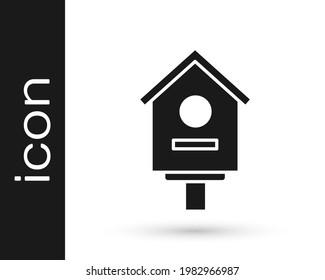 Grey Bird house icon isolated on white background. Nesting box birdhouse, homemade building for birds.  Vector Illustration