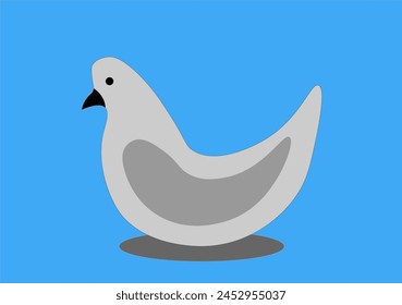 grey bird sideways on a blue background