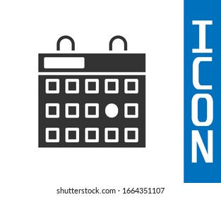 Grey Birthday calendar icon isolated on white background.  Vector Illustration