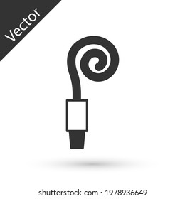 Grey Birthday party horn icon isolated on white background.  Vector