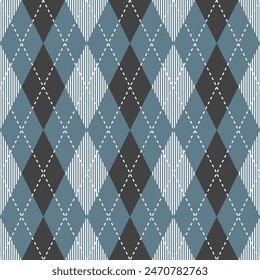 Motif argyle gris et noir. Argyle  motif de Image vectorielle. Motif argyle. Motif géométrique harmonieux de vêtements, papier à envelopper, arrière-plan, arrière-plan, carte cadeau, pull.
