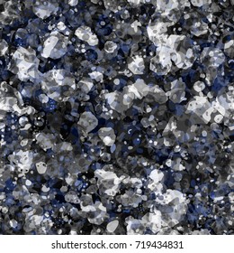 Grey black, blue colors. Splatter seamless pattern. Rough texture with effect of stones structure. Abstract vector background for web page, banners, fabric, home decor, wrapping 