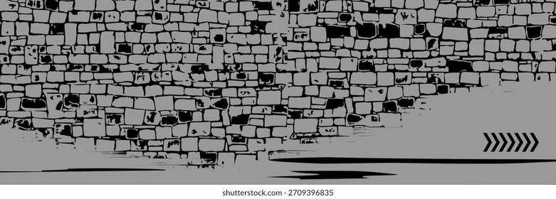 graue schwarze Bürste Wrap Auto Aufkleber Muster abstrakte Banner sportliche Linien schwarz. Illustration modern.