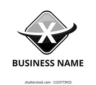 grey and black color circular square box get slice into half logo graphic design with modern clean style for technology industry company with initial type letter x on it