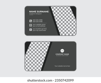 grey black color Simple Business card design template design vector layout.