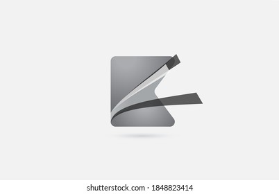 grey black K alphabet letter logo icon for company. Creative design for corporate and business