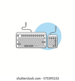 Grey, black keyboard and numpad flat vector design