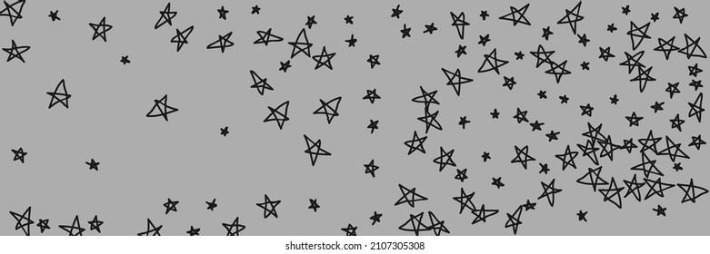 Grey Black Night Naive Simple Retro Handdrawn Stars. Art Monochrome Graphic Stars Kids Childish Dark Stars Wallpaper. Bright Sky Gray Chaotic Naive Stars Grey Handdrawn Picture.