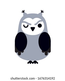Grey and black owl logo. Vector illustration