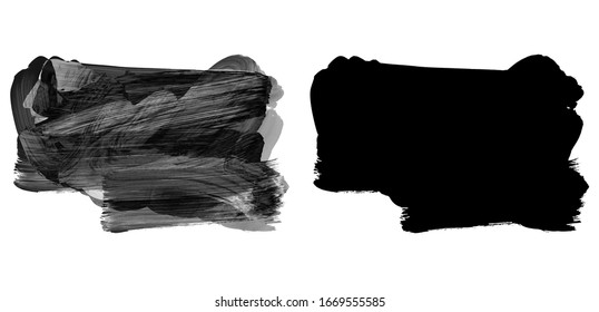 Grey and Black silhouette brush stroke. Grunge vector abstract hand - painted element. Underline and border design.