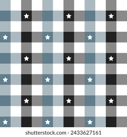 Grey and black with star plaid pattern background. plaid pattern background. plaid background. Seamless pattern. for backdrop, decoration, gift wrapping, gingham tablecloth, blanket, tartan.