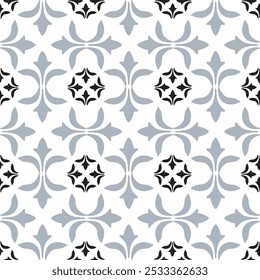 Grey, black, and white classic damask seamless pattern: vector illustration for elegant textile design, carpet, curtains, and clothing. Ideally for all decoration.