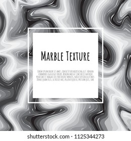 Grey, black, white marble template. Trendy pattern, graphic poster, geometric brochure cards Vector illustration