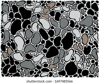 Patrón vectorial de fondo abstracto de guijarros de piedra blanca gris