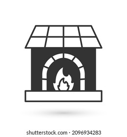 Grey Blacksmith oven icon isolated on white background.  Vector
