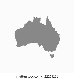 Graue weiße Karte Australiens. Flache Vektorgrafik. EPS10.