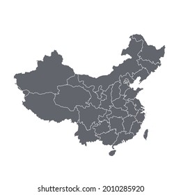 Grey blank China map. Flat vector illustration.