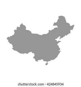 Grey Blank China Map. Flat Vector Illustration. EPS10.