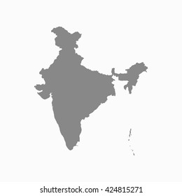 Graue indische Karte. Flache Vektorgrafik. EPS10.