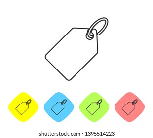 Grey Blank label template price tag line icon isolated on white background. Empty shopping discount sticker. Template discount banner. Set icon in color rhombus buttons. Vector Illustration