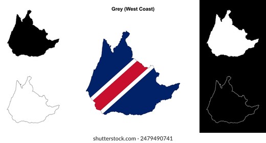 Grey blank outline map set
