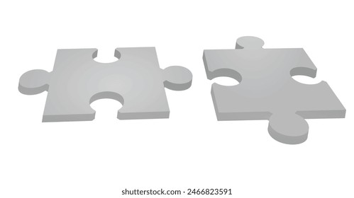 Grey blank puzzle template. vector
