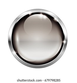 Grey blank round background with a silver frame, with space for your text. Vector illustration.