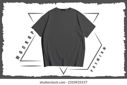 
A grey blank t-shirt on a white background . Grey or black blank t shirt mocckup with geometric pattern design