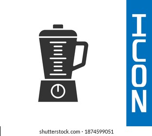 Grey Blender icon isolated on white background. Kitchen electric stationary blender with bowl. Cooking smoothies, cocktail or juice.  Vector
