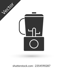 Grey Blender icon isolated on white background. Kitchen electric stationary blender with bowl. Cooking smoothies, cocktail or juice.  Vector Illustration