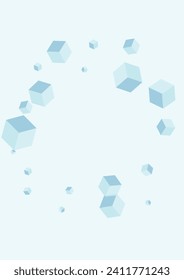 Grey Block Background Blue Vector. Box Style Card. White Cubic Collection Illustration. Blockchain Design. Blue-gray Cardboard Polygon.