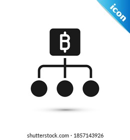 Grey Blockchain technology Bitcoin icon isolated on white background. Abstract geometric block chain network technology business.  Vector