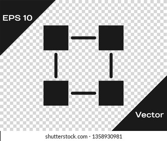Grey Blockchain technology icon isolated on transparent background. Cryptocurrency data sign. Abstract geometric block chain network technology business. Vector Illustration