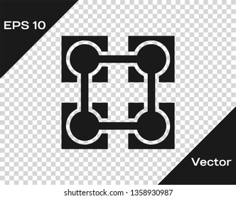 Grey Blockchain technology icon isolated on transparent background. Cryptocurrency data sign. Abstract geometric block chain network technology business. Vector Illustration