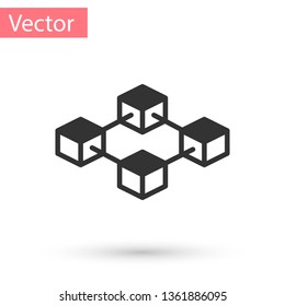 Grey Blockchain technology icon isolated on white background. Cryptocurrency data sign. Abstract geometric block chain network technology business. Vector Illustration
