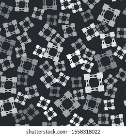 Grey Blockchain technology icon isolated seamless pattern on black background. Cryptocurrency data. Abstract geometric block chain network technology business.  Vector Illustration