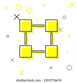 Grey Blockchain technology line icon isolated on white background. Cryptocurrency data sign. Abstract geometric block chain network technology business. Vector Illustration