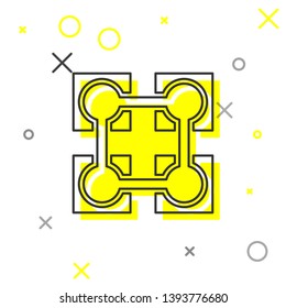 Grey Blockchain technology line icon isolated on white background. Cryptocurrency data sign. Abstract geometric block chain network technology business. Vector Illustration