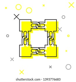 Grey Blockchain technology line icon isolated on white background. Cryptocurrency data sign. Abstract geometric block chain network technology business. Vector Illustration