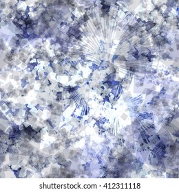 Grey with blue abstract seamless pattern of squares and lines