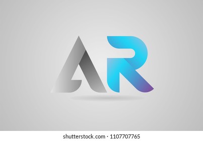 grey blue alphabet letter ar a r logo design suitable for a company or business