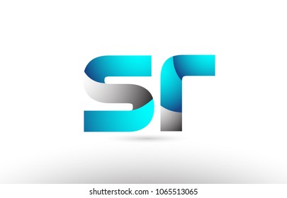 grey blue alphabet letter sr s r logo 3d design suitable for a company or business