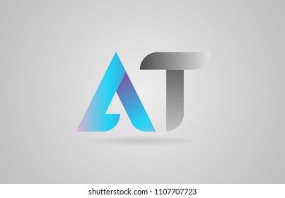 grey blue alphabet letter at a t logo design suitable for a company or business