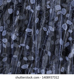 Grey and blue decorative seamless texture. lines and stylized leaves Abstract vector background for web page, banners backdrop, fabric, home decor, wrapping