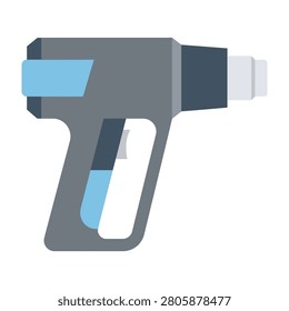 A grey and blue gun shaped device with a white nozzle, technology tool for various uses