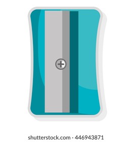 grey and blue pencil sharpener front view over isolated background, vector illustration 