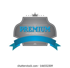 grey and blue premium label
